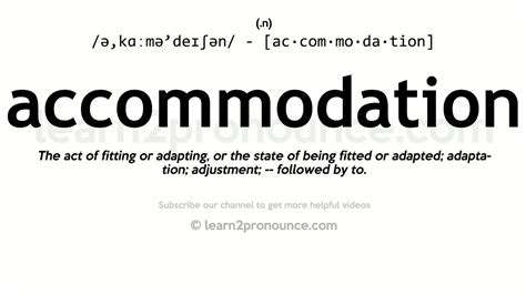 accommodation hotel meaning|ACCOMMODATION Definition & Meaning .